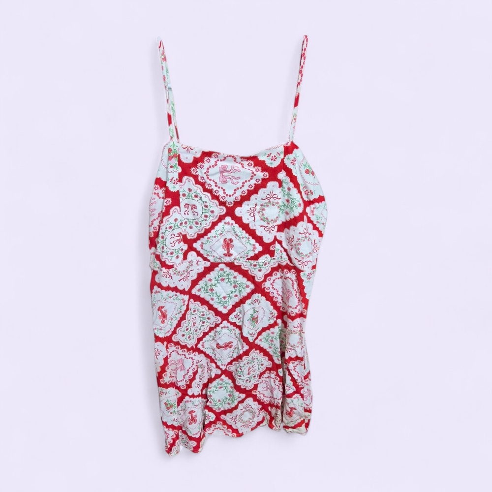 Red Printed Square Vintage Style Mini Dress